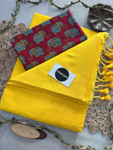 Yellow Handloom Cotton Saree With  Elephant Print Blouse